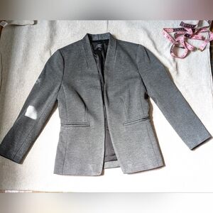 J. Crew 365 Charcoal Gray Office Blazer Jacket Collarless No Buttons Lined 0P